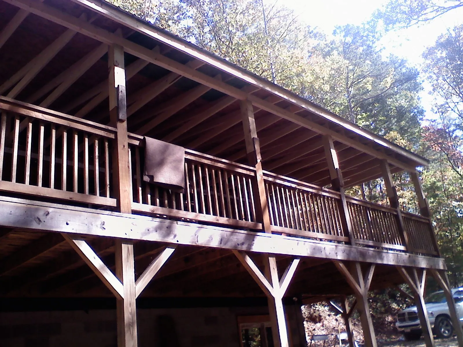 Timber framing under a new elevated porch and deck — Roof Leak Repair in North Augusta by Roofing Brothers